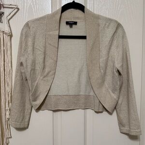 Premise Studio Light Gold Shimmer Bolero Shrug Quarter Sleeve Sweater Size Small